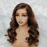 Lagos m-shaped hairline 13x6 hd lace front wig with body wave and highlight brown color side parting