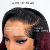 "LAGOS" M-Shaped HAIRLINE 13x6 HD Lace Front Ombre Burgundy Color Wig - Body Wave