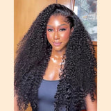 Black curly human hair wig with lagos m-shaped hairline 13x6 hd lace front and natural parting