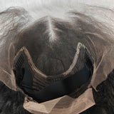 Dark brown kinky straight hair lace front wig with 13x6 hd lace and adjustable black elastic band for secure fit