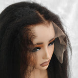 LAGOS M-Shaped hairline 13x6 hd lace front wig with kinky straight black curly lace front and natural parting