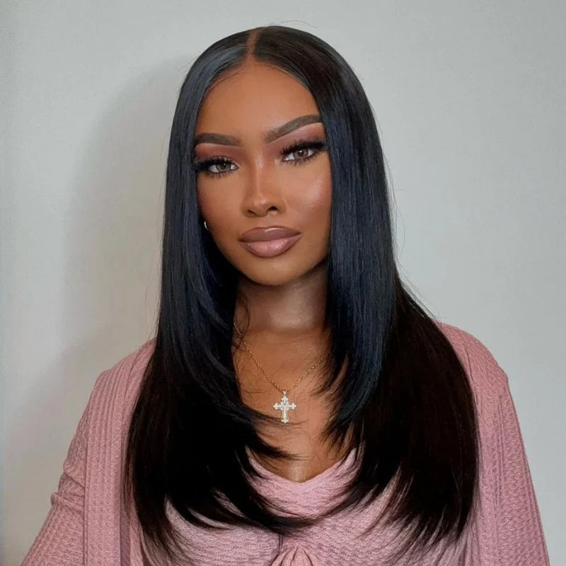 Agatha 5x5/13x6 HD Swiss Lace Front Upgraded Preplucked Hairline Wig - Layered Cut Straight