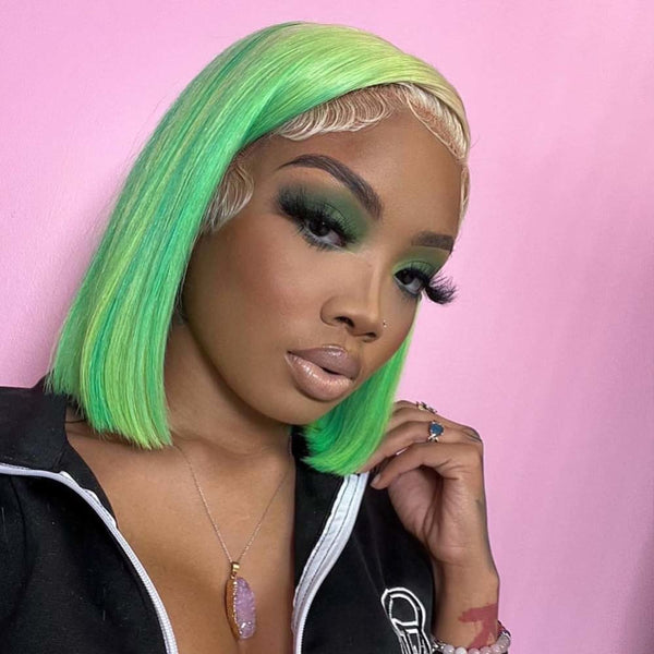 Light Green 613 Colored 13X4 Lace Front Bob Wig