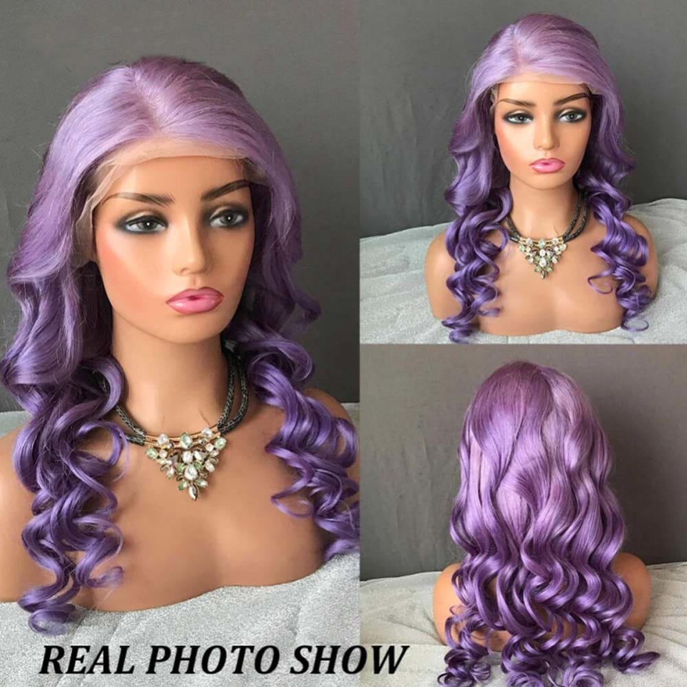 Light Purple Lace Front Wig 20-24 inches!! Light Purple Synthetic Lace Front Wig WT213 – Weekendwigs main image 3
