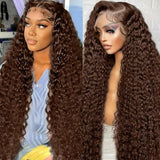 Long Hair 13x6 HD Lace Frotnal  Upgraded Pre-plucked 30/32 Inch Brown Color Wig - Curly