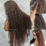Long Hair 13x6 HD Lace Frotnal  Upgraded Pre-plucked 30/32 Inch Brown Color Wig - Curly