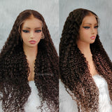 Long Hair 13x6 HD Lace Frotnal  Upgraded Pre-plucked 30/32 Inch Brown Color Wig - Curly
