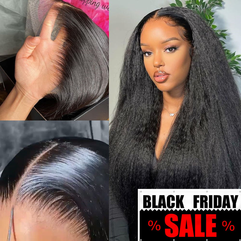 💥【BLACK FRIDAY】💥Lucia 13x6 Swiss Lace Front Upgraded Hairline Pre-plucked 150%180% Wig - Kinky Straight