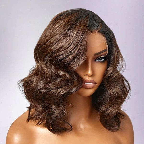 Luna Upgraded Hairline C Part Swiss Lace Pre-plucked Wavy Ombre Bob Wig