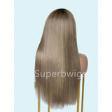 【LUX HAIR】5x5/13x4 HD Swiss Lace Pre-plucked Ash Blonde Ombre Color 180% Human Hair Wig - Straight