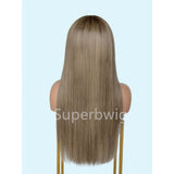 【LUX HAIR】5x5/13x4 HD Swiss Lace Pre-plucked Ash Blonde Ombre Color 180% Human Hair Wig - Straight