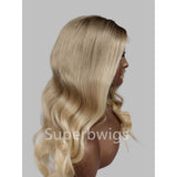 【LUX HAIR】5x5/13x4 HD Swiss Lace Pre-plucked Ash Blonde Ombre Color 180% Human Hair Wig - Wavy