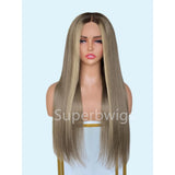 【LUX HAIR】5x5/13x4 HD Swiss Lace Pre-plucked Ash Blonde Ombre Color 180% Human Hair Wig - Straight