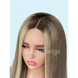 【LUX HAIR】5x5/13x4 HD Swiss Lace Pre-plucked Ash Blonde Ombre Color 180% Human Hair Wig - Straight