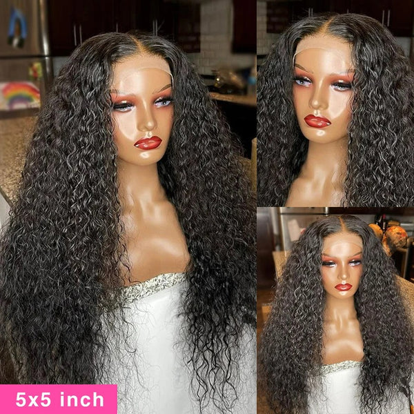 BYE~BYE~KNOTS HD SWISS LACE 5X5 CLOSURE LACE WIG - WATER WAVE