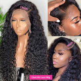 Black voluminous curly human hair wig with 13x4 transparent hd lace front lace wigs for natural styling
