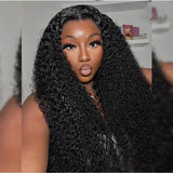 Mary 13x4 transparent lace front human hair wig featuring voluminous black curly hair lace wigs for natural look