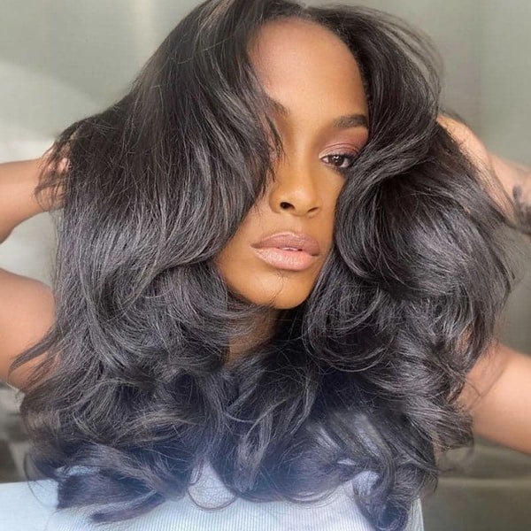 13x6 HD Swiss Lace Upgraded Hairline Pre-plucked 150%180% Wig - Body Wave Wavy with Curtain Bang