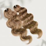 【Seamless Crochet Braids】Soft Feather Crochet Hair Extention Mix Color 100% Human Hair  - Body Wave