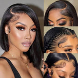 Nicole  360 Transparent Lace Front Human Hair Wig - Silky Straight Bob