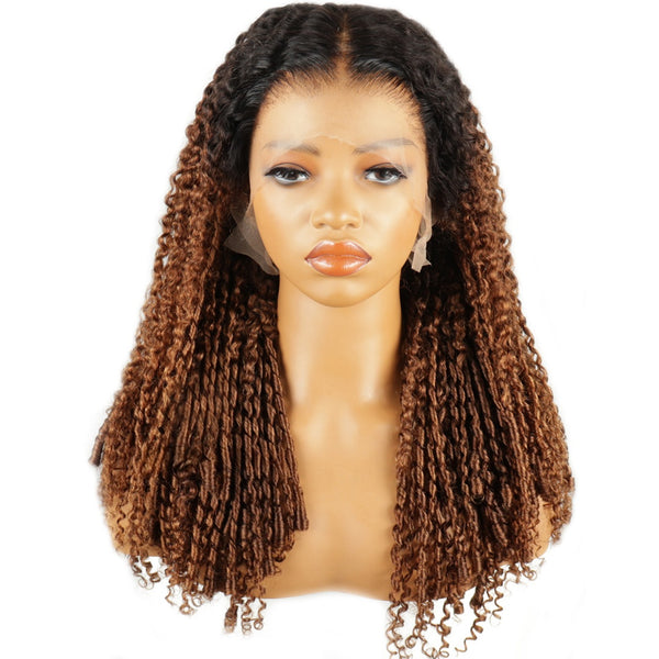 Bye~Bye~KNOTS HD Lace 13x6 Fitted Cap Ear Tap Ombre Color Wig - Finger Coily Curly