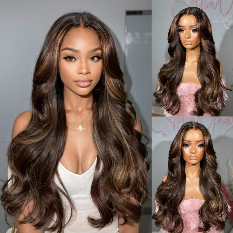 Bye~Bye~KNOTS HD Lace 13x6 Frontal Upgraded Hairline Highlight Color Wig - Body Wave Wavy