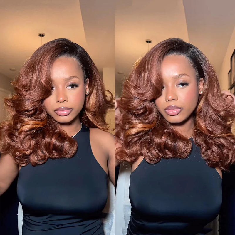 Bye~Bye~KNOTS HD Lace 13x6 Fitted Cap Ear Tap Ombre Highlight Color Wig - Yaki Wave