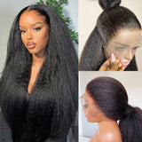 Patrice 360 HD Lace Kinky Straight Human Hair Wigs with Transparent Drawstring