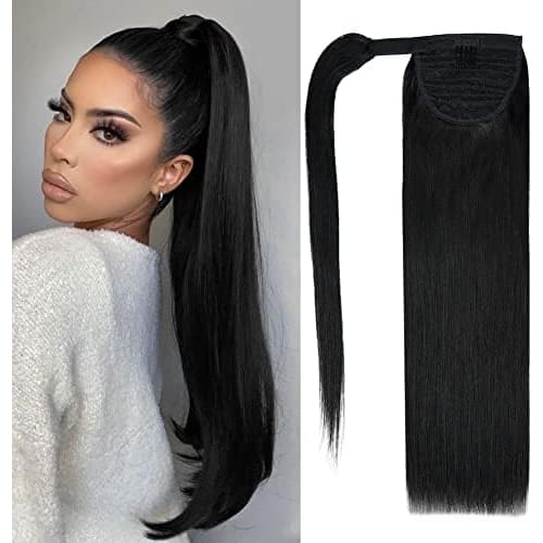 PONYTAIL EXTENSION HUMAN HAIR CLIP-IN LONG STRAIGHT PONYTAIL