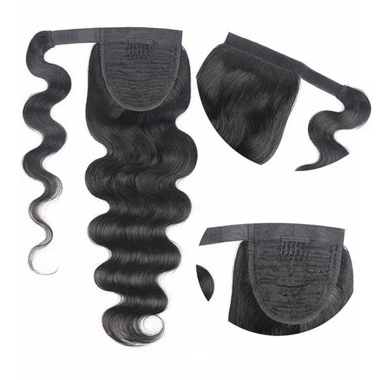 PONYTAIL EXTENSION HUMAN HAIR CLIP-IN LONG STRAIGHT PONYTAIL