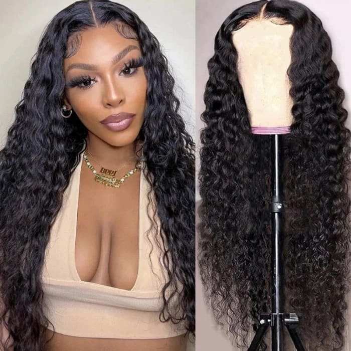 Pre-Cut Lace Glueless 6x4 Transparent Lace Human Hair Wear Go Wigs Curly