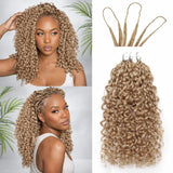 【Seamless Crochet Braids】Soft Feather Crochet Hair Extention Honey Blonde Color 100% Human Hair  - Loose  Spiral Curl