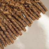 【Seamless Crochet Braids】Soft Feather Crochet Hair Extention Honey Highlight Color Reddish 100% Human Hair  - Burmese Curly with Sperial Curl Ends