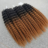 【Seamless Crochet Braids】Soft Feather Crochet Hair Extention Honey Ombre Color 100% Human Hair  - Kinky Curly