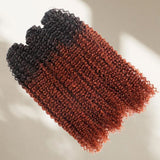 【Seamless Crochet Braids】Soft Feather Crochet Hair Extention Honey Ombre Color Reddish 100% Human Hair  - Kinky Curly