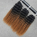 【Seamless Crochet Braids】Soft Feather Crochet Hair Extention Honey Ombre Color 100% Human Hair  - Kinky Curly