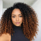 【Seamless Crochet Braids】Soft Feather Crochet Hair Extention Honey Ombre Color 100% Human Hair  - Kinky Curly