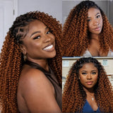 【Seamless Crochet Braids】Soft Feather Crochet Hair Extention Honey Ombre Color 100% Human Hair  - Kinky Curly