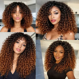 【Seamless Crochet Braids】Soft Feather Crochet Hair Extention Honey Ombre Color 100% Human Hair  - Kinky Curly