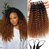 【Seamless Crochet Braids】Soft Feather Crochet Hair Extention Honey Ombre Color 100% Human Hair  - Kinky Curly
