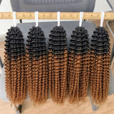 【Seamless Crochet Braids】Soft Feather Crochet Hair Extention Honey Ombre Color 100% Human Hair  - Kinky Curly