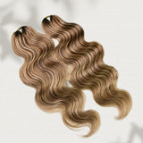 【Seamless Crochet Braids】Soft Feather Crochet Hair Extention Mix Color 100% Human Hair  - Body Wave