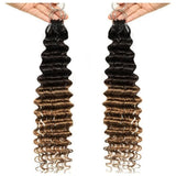 【Seamless Crochet Braids】Soft Feather Crochet Hair Extention Ombre Color 100% Human Hair  - Deep Wave