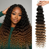 【Seamless Crochet Braids】Soft Feather Crochet Hair Extention Ombre Color 100% Human Hair  - Deep Wave