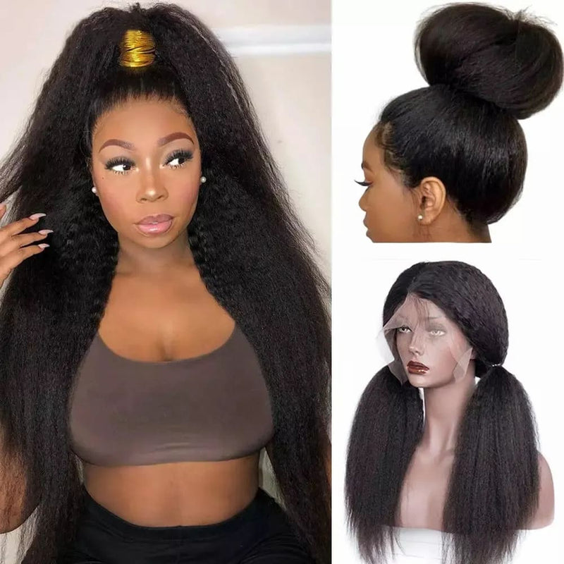 Serene Preplucked Hairline Kinky Straight Human Hair 360 Lace Front Wig