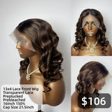 【Solo-Piece】13x4 Transparent Lace 16inch 150%  Wig - Body Wave Wavy