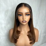 【Solo-Piece】 13x6 HD Lace 14inch 150% Ombre Color Lace Front Wig - Straight BOB