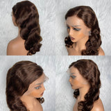 【Solo-Piece】13x6 Transparent Lace Preplucked 18inch 150% Brown Color Wig - Body Wave