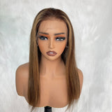 【Solo-Piece】360 HD Lace Preplucked 14inch 150% Super Preplucked Highlight Color Invisible Strap Wig - Straight