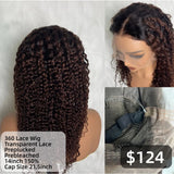 【Solo-Piece】360 Transparent Lace Ombre Color 18inch 150% Wig - Curly